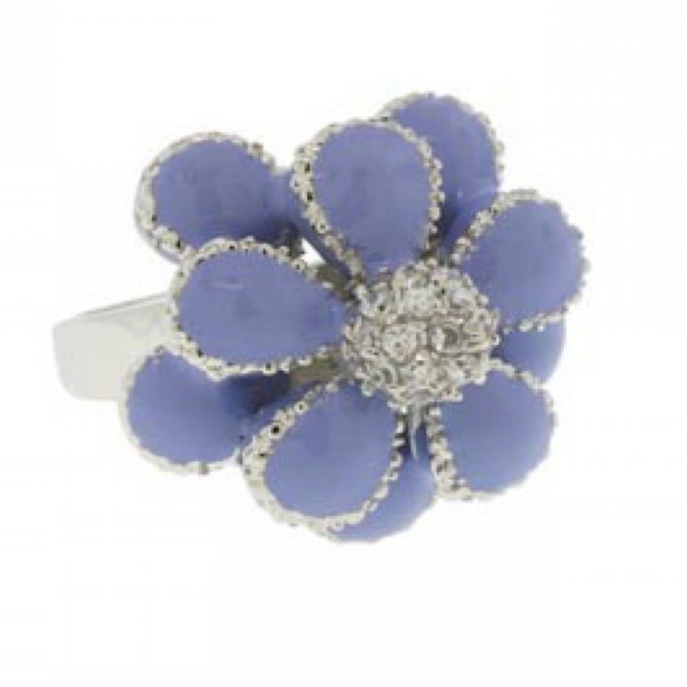 Purple Flower ring has a pave center crustal NEW